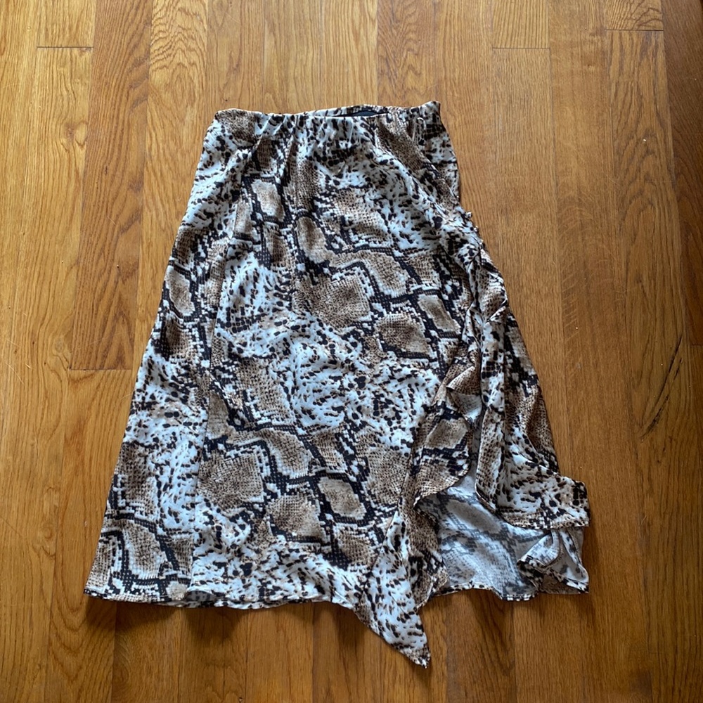 Animal print pull on midi skirt
